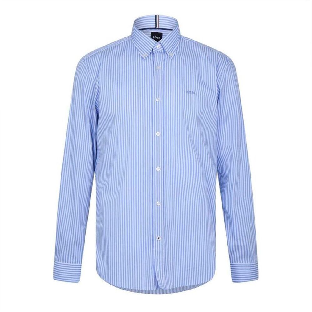 Boss Mens Vertical Stripe Regular Shirt / Pastel Blue